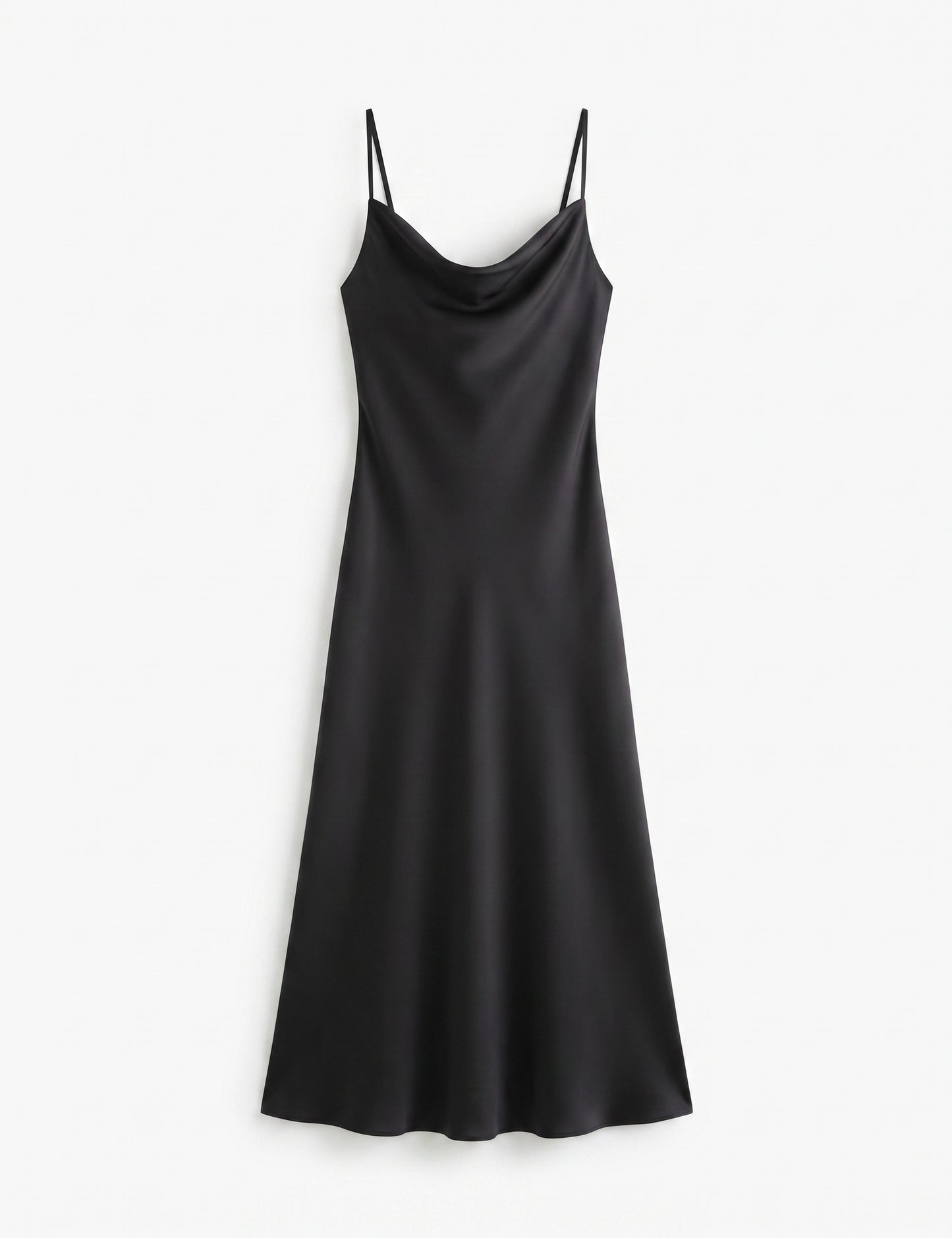 Women's Satin Spaghetti Strap Cowl Neck Backless Midi Dress – Size Medium