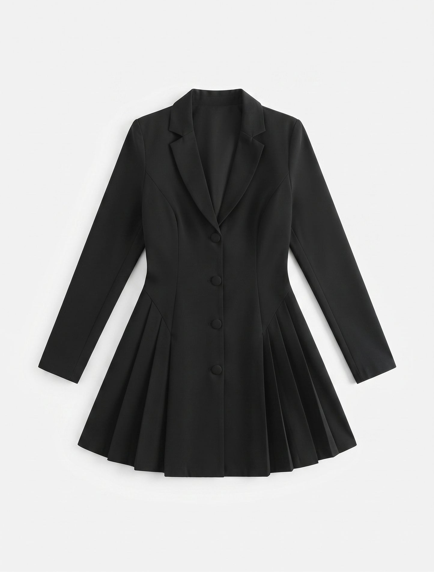 Women's Elegant Deep V-Neck Long Sleeve Button Pleated Mini Blazer Dress Size Large