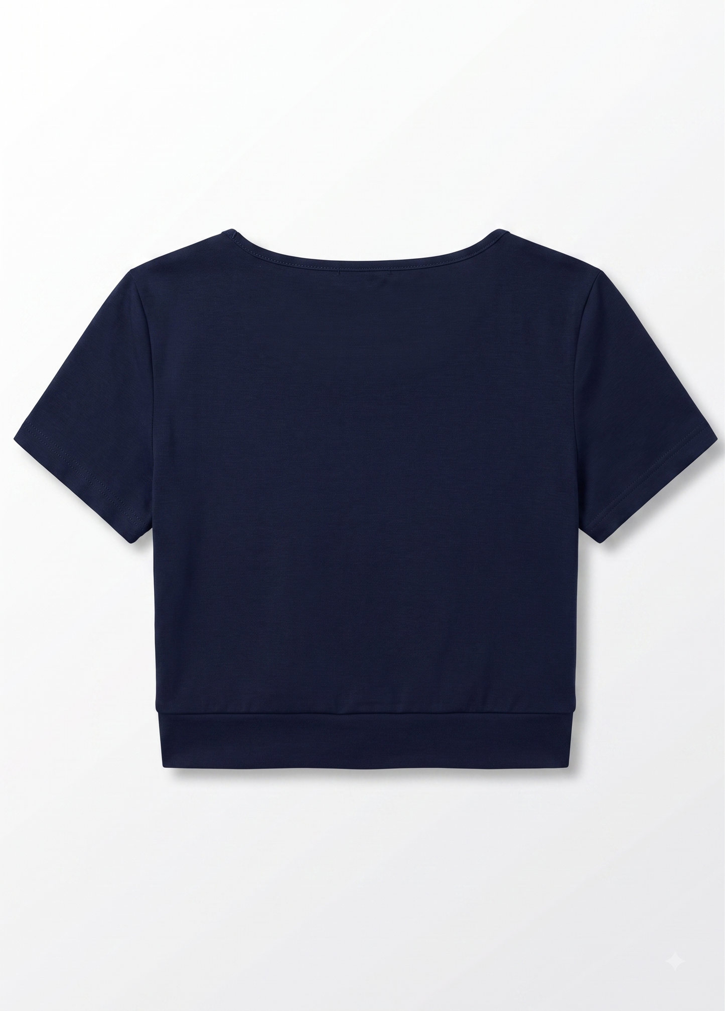 LYANER Women's Square Neck Crop Top – Short Sleeve, Slim Fit, Navy Blue, Medium