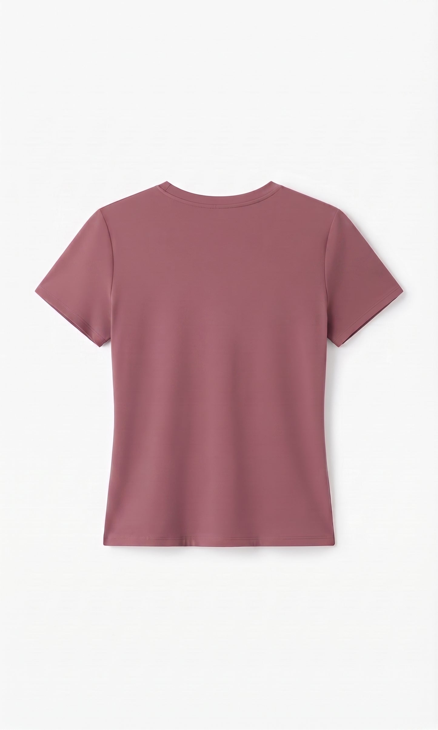 Women's Crew Neck Short Sleeve T-Shirt Double Lined Slim Fit Size 2XL Marsala