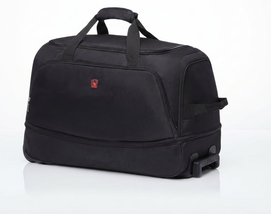 55L Rolling Duffel Bag with Wheels & Shoe Compartment – Water Resistant Travel Bag, 21.8x14.2x10.4"