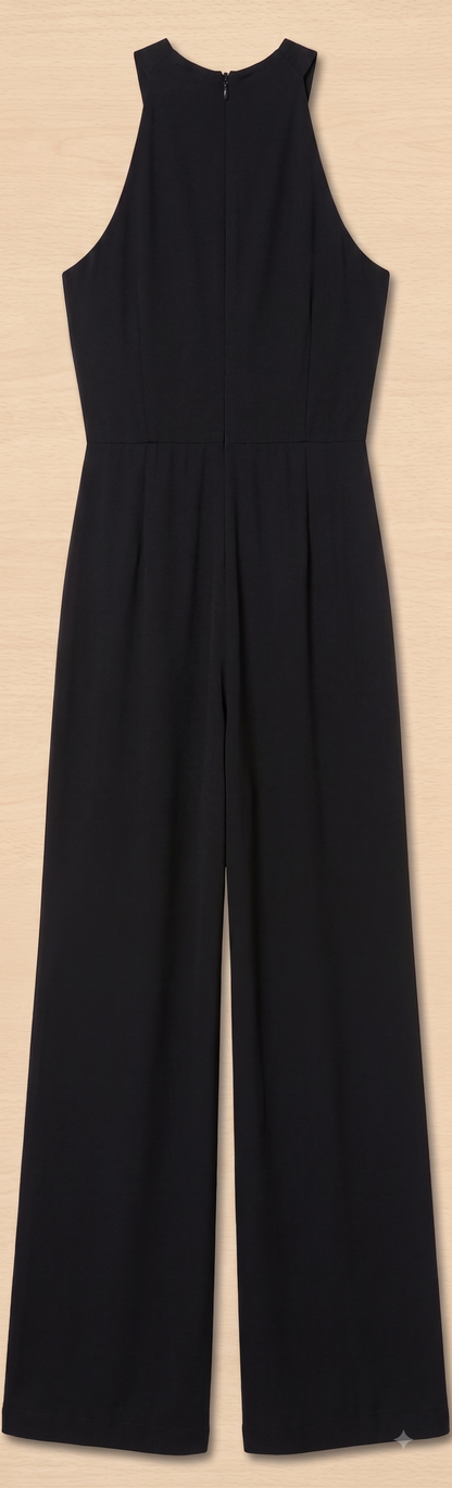 Adrianna Papell Halter Overlay Jumpsuit – Women's Formal, Black, Size 12