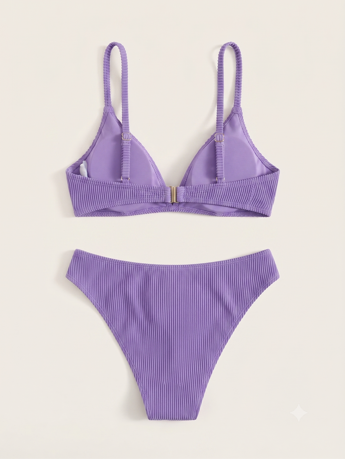 Women's SweatyRocks 2 Piece Bikini Set Striped Print Lilac Purple Size Medium