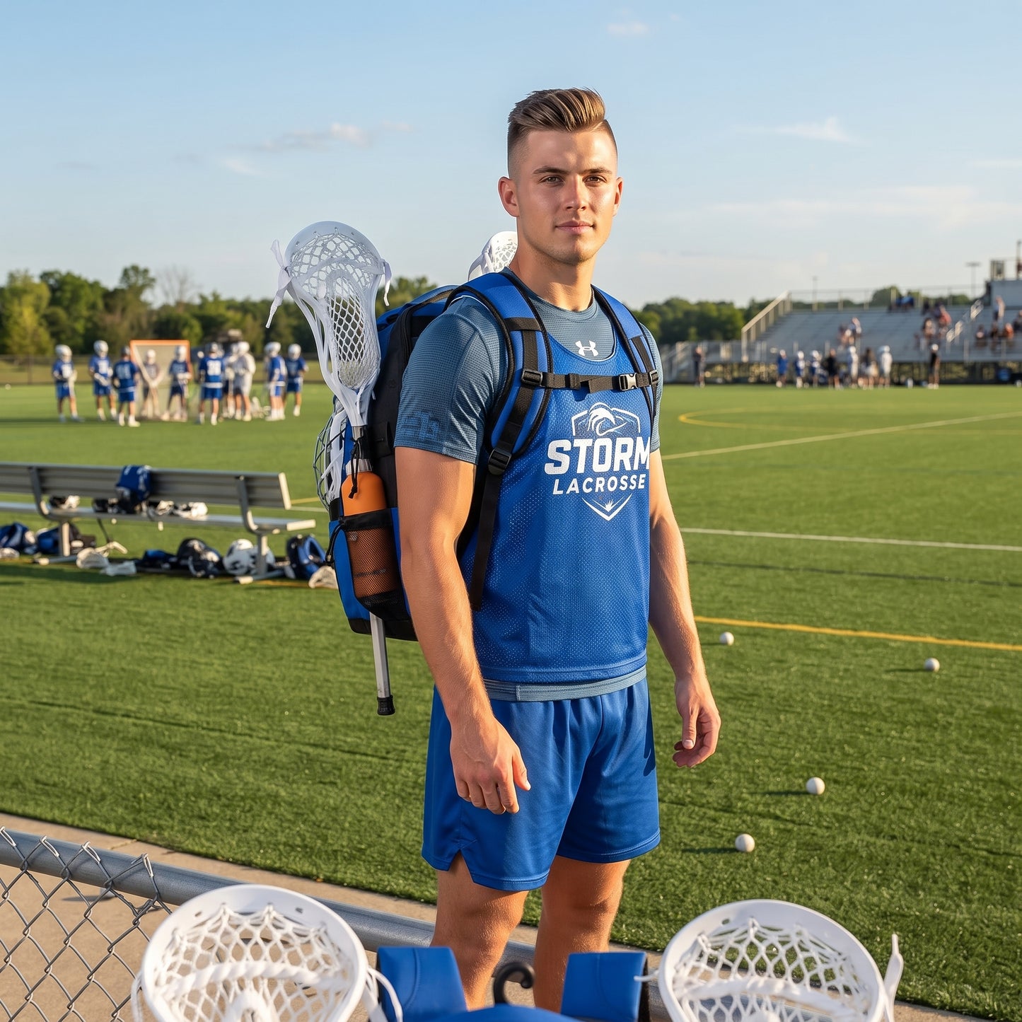 Lacrosse Bag with Helmet Storage – Extra Large Backpack, Two Stick Holder, Separate Shoe Compartment & Padded Straps