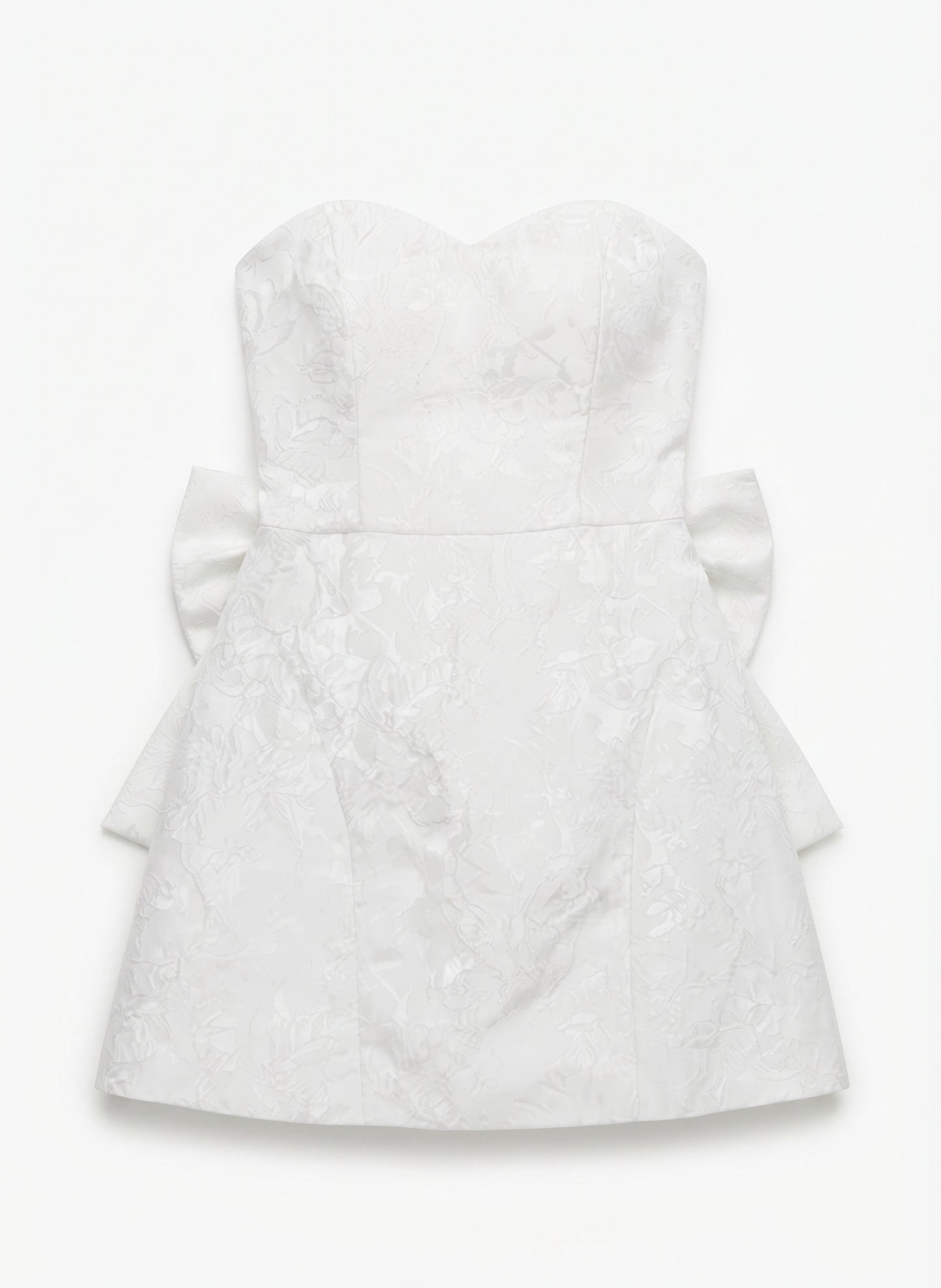 Jacquard Satin Homecoming Dress with Bow – White, Size Medium (Preowned)