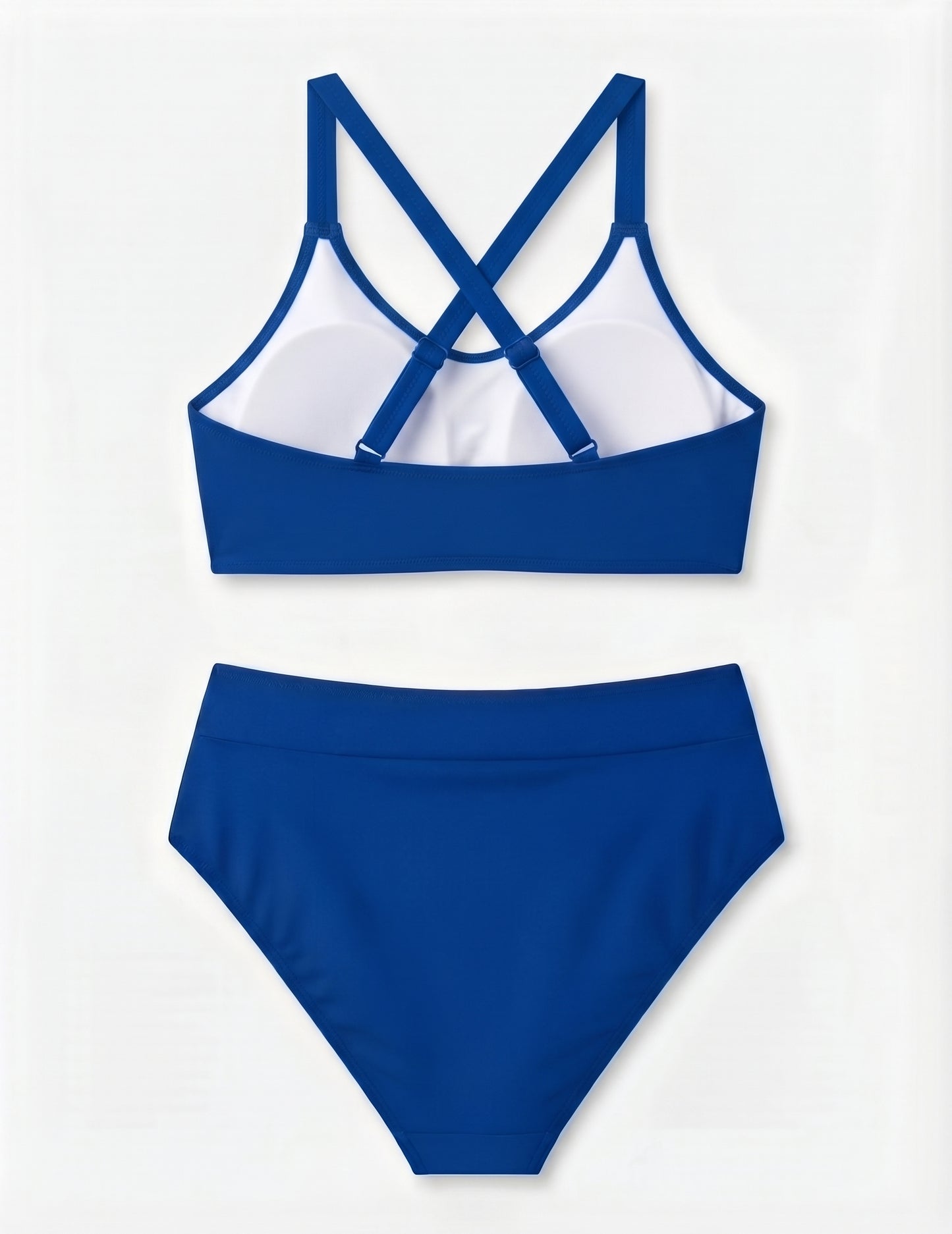 AI'MAGE Women's High Waisted Bikini Set Tummy Control Two Piece Bathing Suit for Women Scoop Neck Womens Swimsuits 2025 with Front Ruched Royal Blue