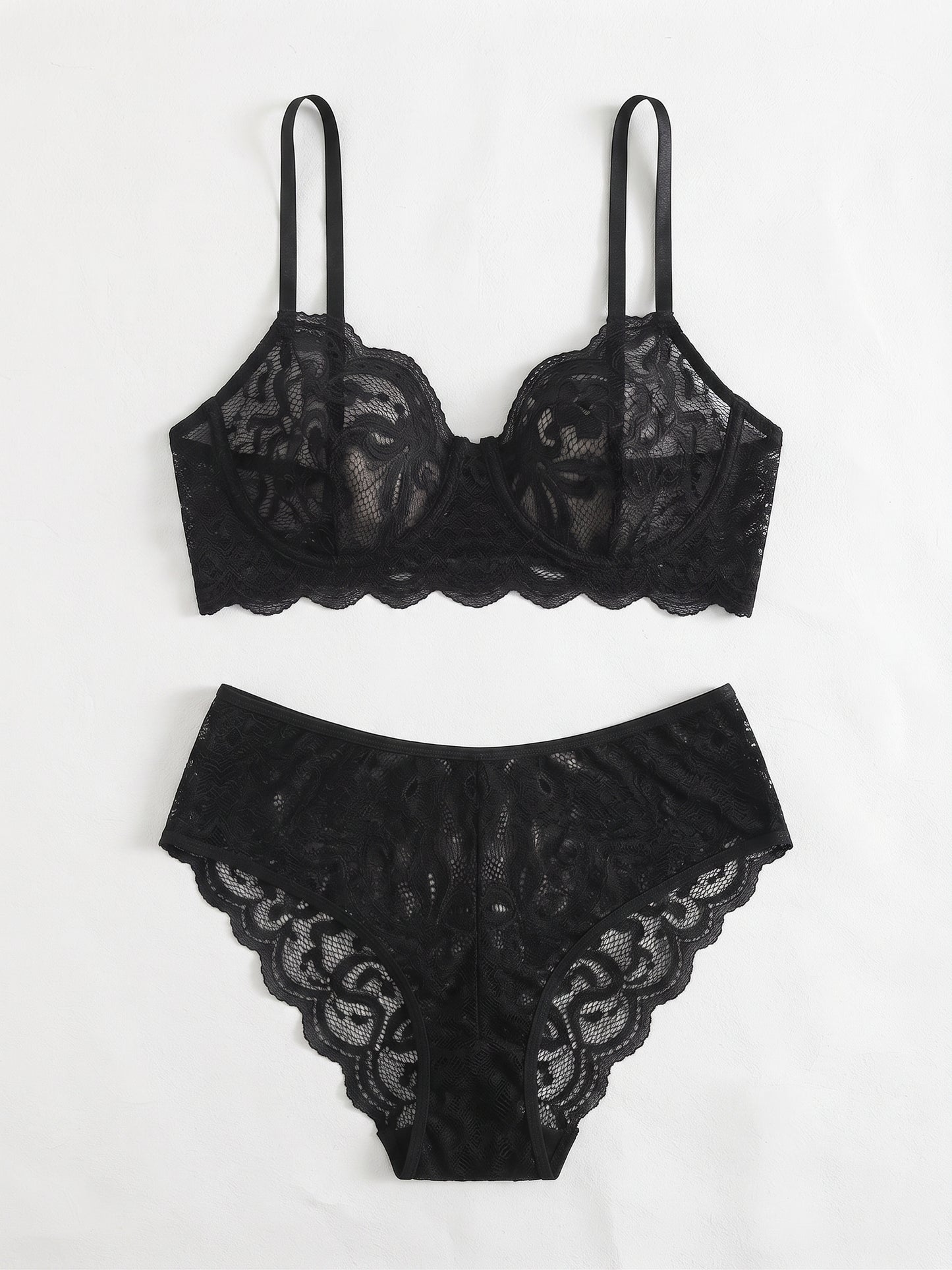 VTUOFC Womens Lingerie Matching Bra and Panty Sets 2 Piece Lace Lingerie Set Women's Exotic Lingerie Sets Black XL