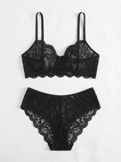 VTUOFC Womens Lingerie Matching Bra and Panty Sets 2 Piece Lace Lingerie Set Women's Exotic Lingerie Sets Black XL