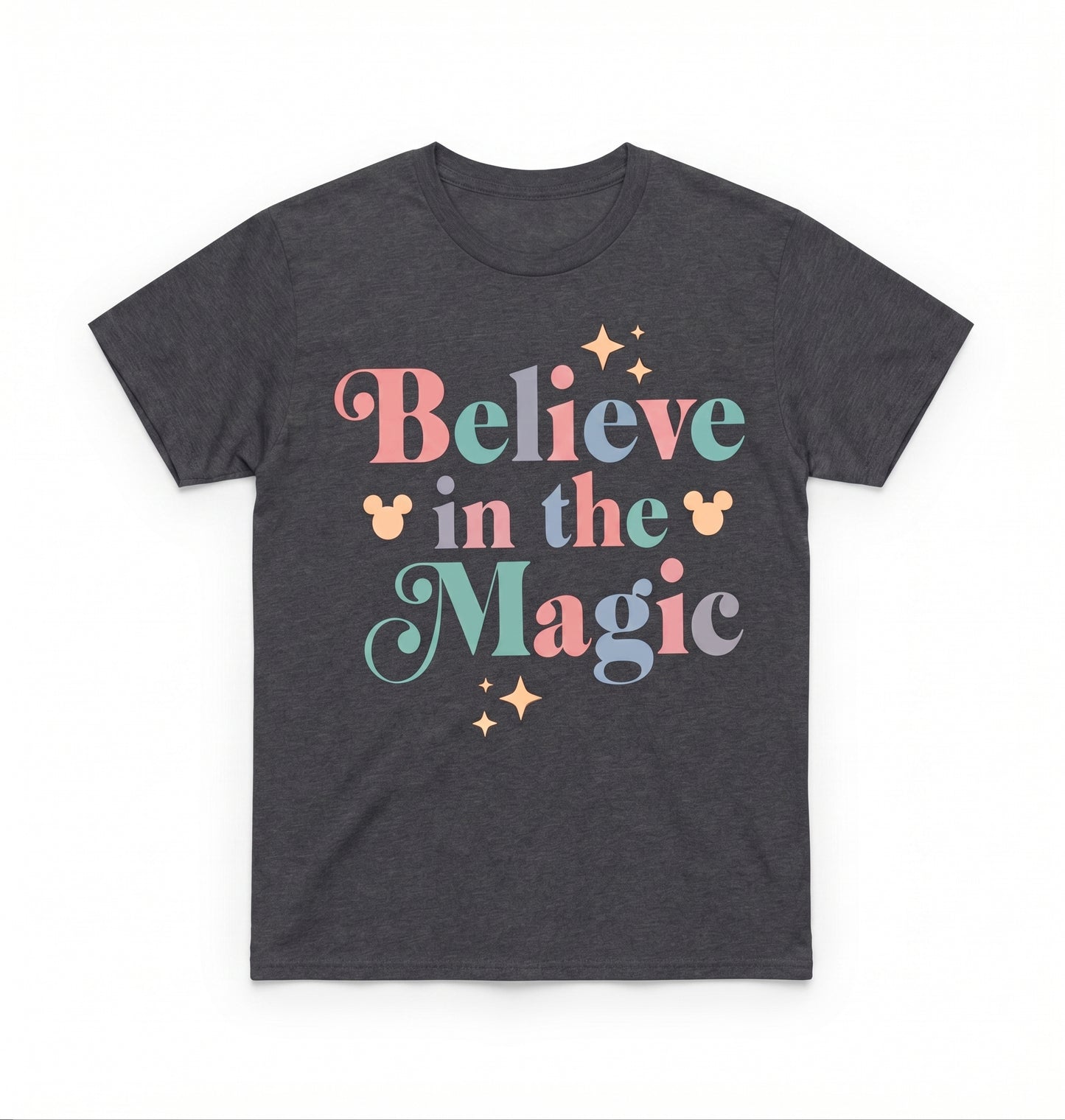 Women's Believe In Magic Graphic Tee – Gray, Size Medium