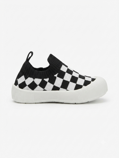 Toddler First Walking Checkered Slip-On Sneakers – Size 3.5–4