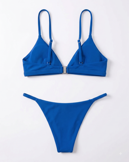 Jolefille Women's 2-Piece Thong Bikini Set – Peacock Blue, Size Small