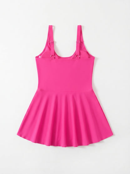 Eomenie One Piece Swimsuits for Women Tummy Control Skirt Bathing Suit Hot Pink Size Large