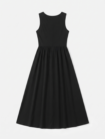 Women's Tehoao Black Maxi Dress with Slit – Plus Size 4XL (22-24)