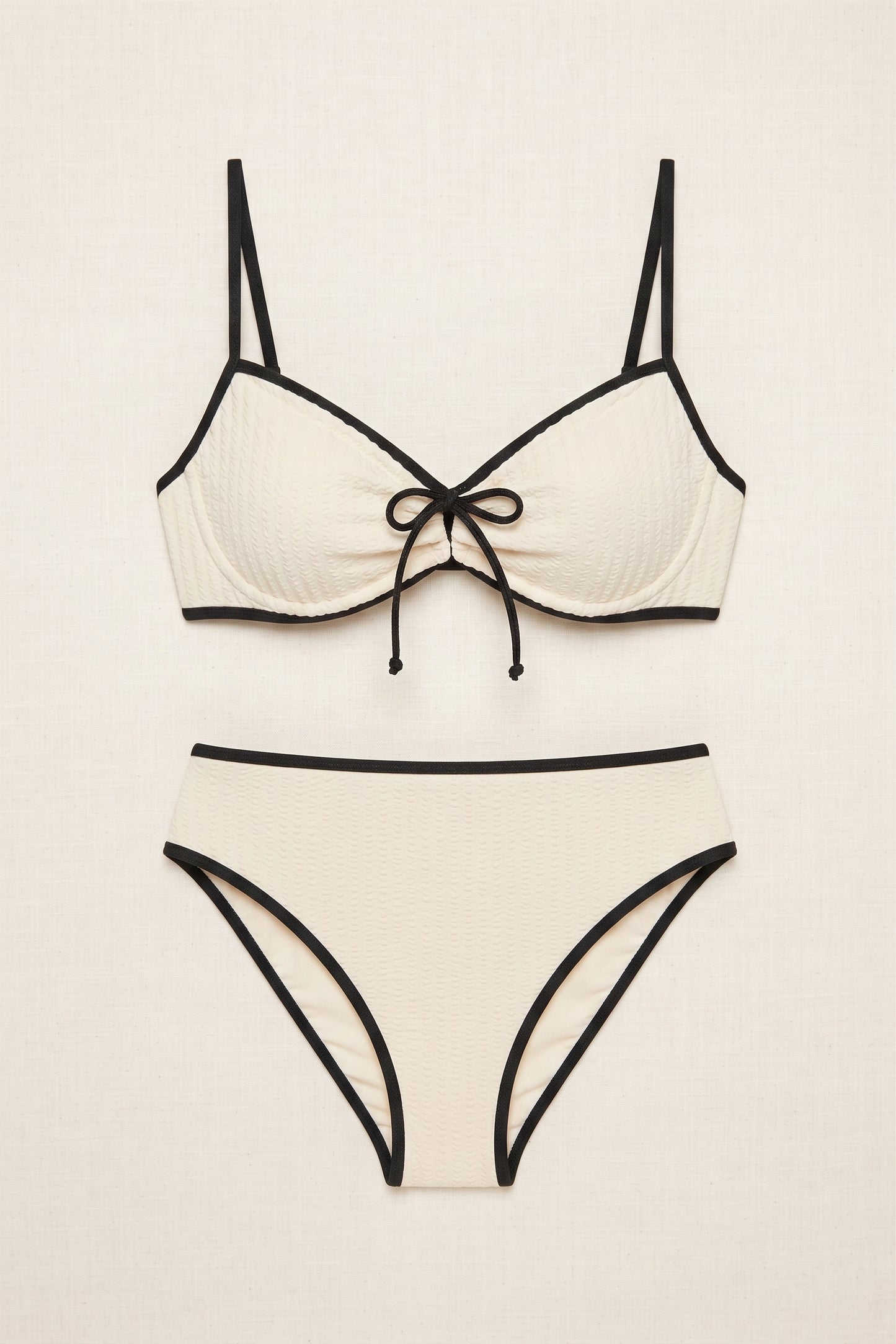 Vivola Women's Bikini Sets Color Block Two Piece Swimsuit Beige Size Medium