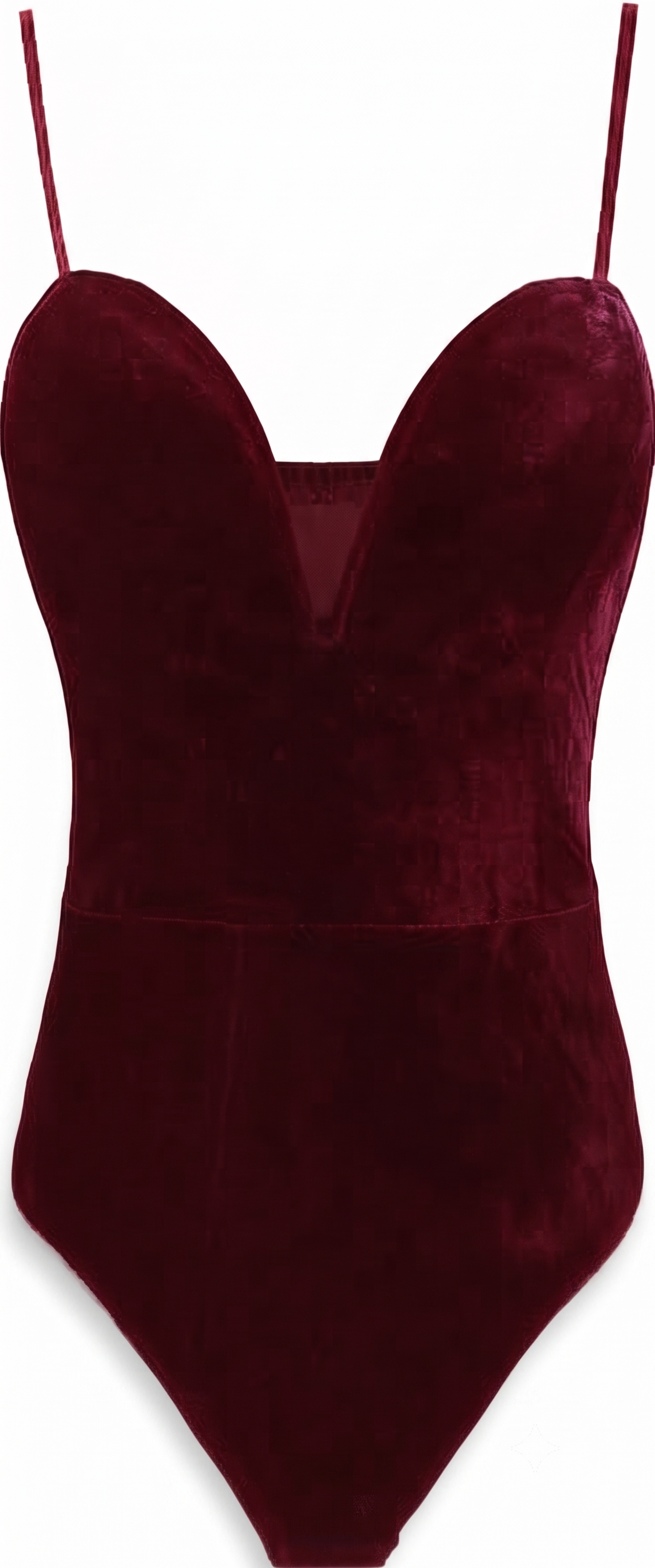 Women's Nihsatin Sexy V-Neck Velvet Bodysuits Burgundy Size Large