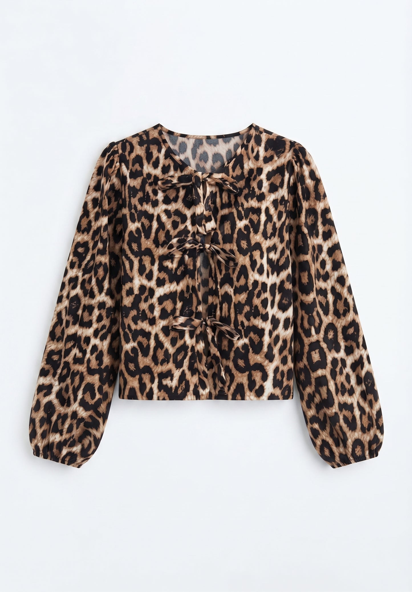 GORGLITTER Women's Cheetah Print Sleeveless Bow Tie Peplum Babydoll Top