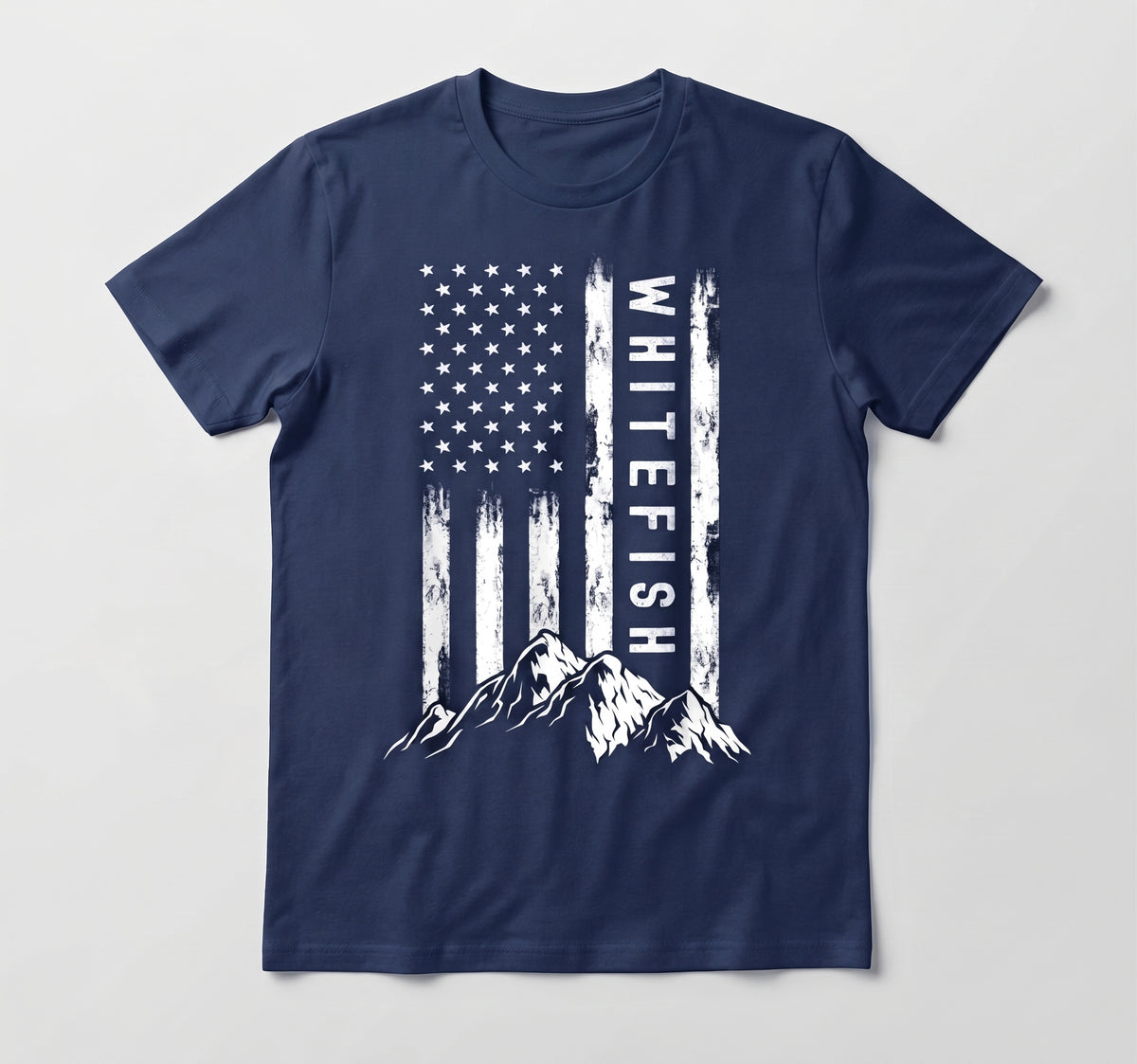 Patriotic Outdoors Nature Hiking Mountains Montana Whitefish Youth T-Shirt Size Youth Large