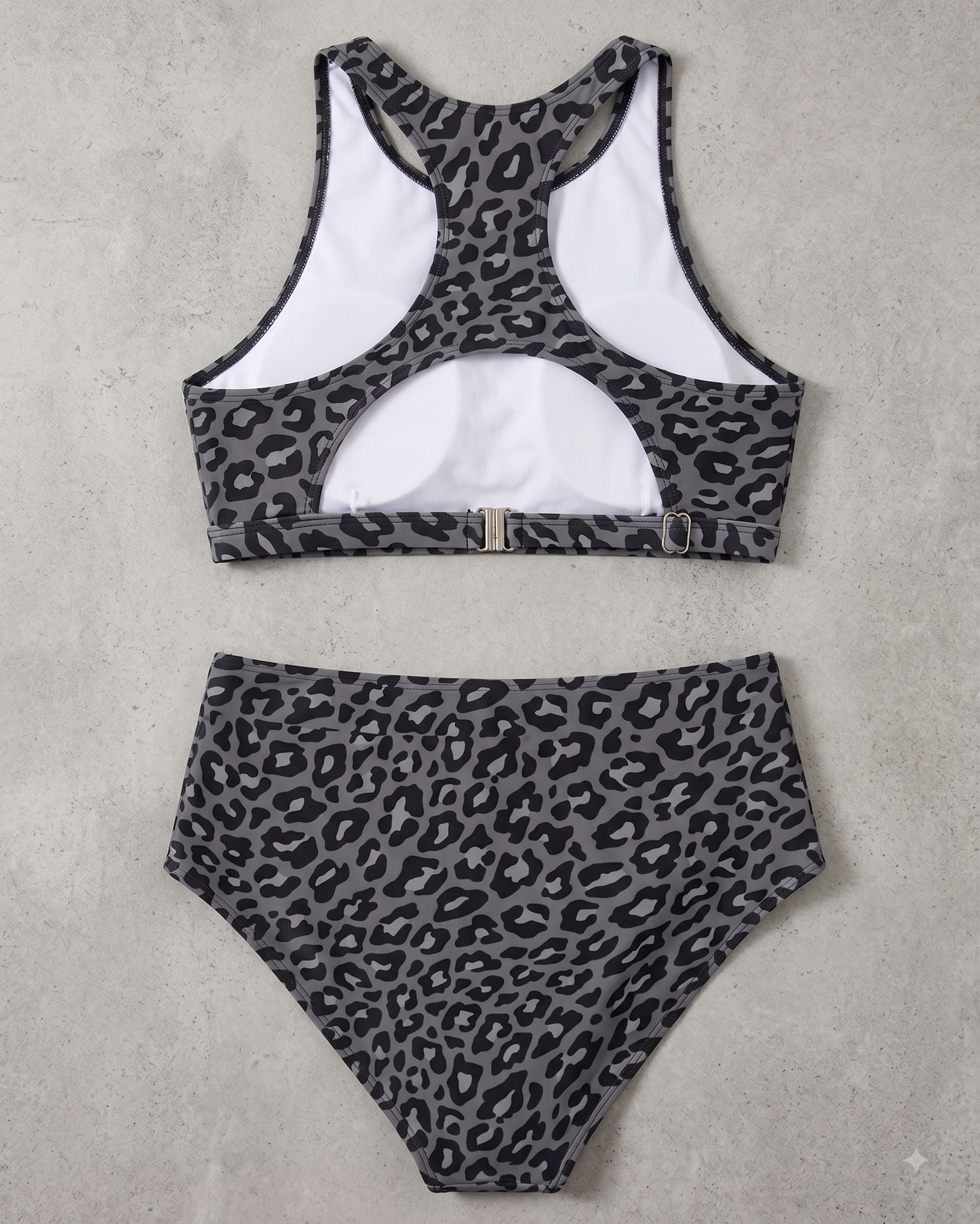 Tempt Me High Waisted Bikini Set – Women's Sporty 2-Piece, Black Leopard, Small