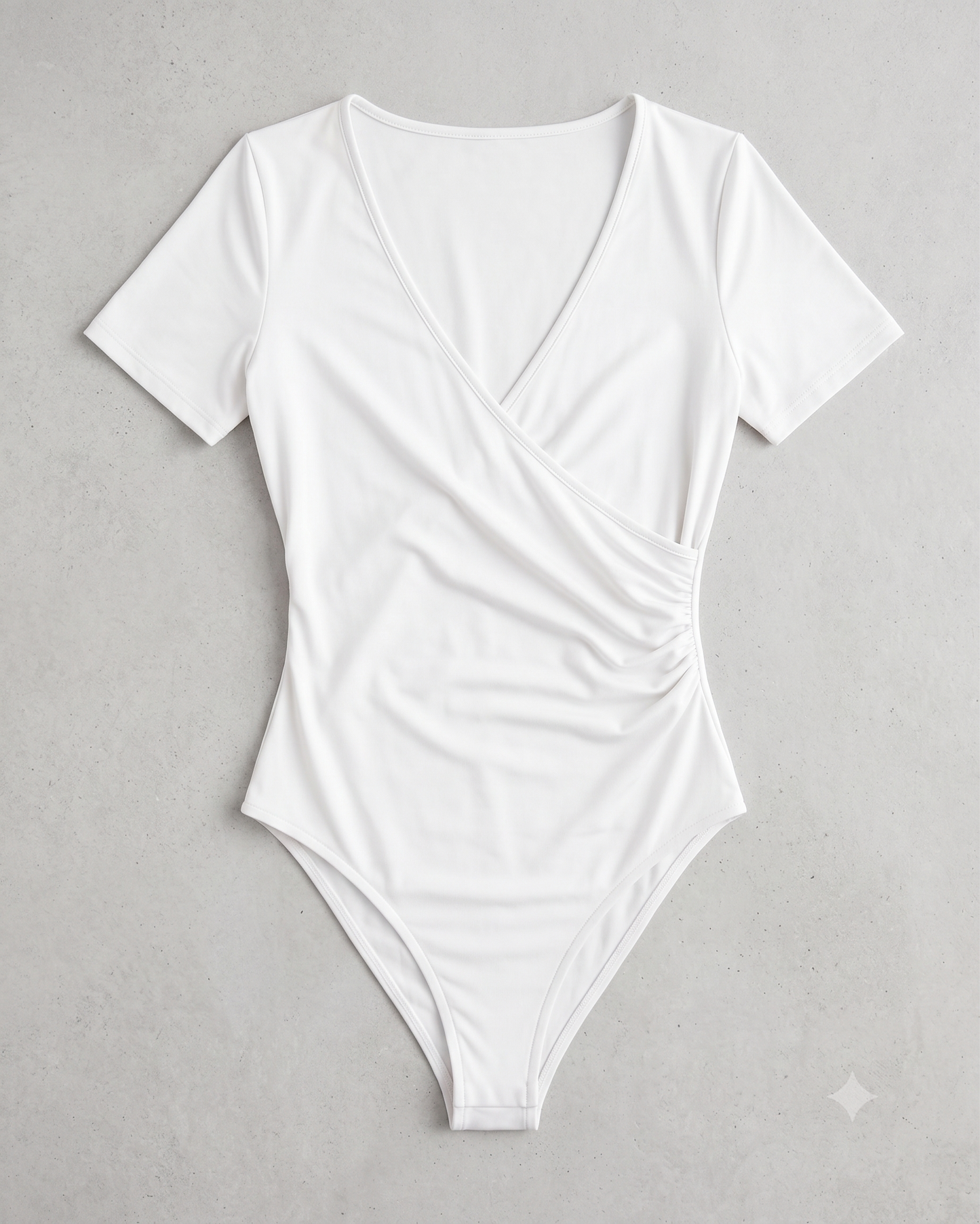 Women's MANGOPOP Cross Wrap Short Sleeve Bodysuit – White (Size M)