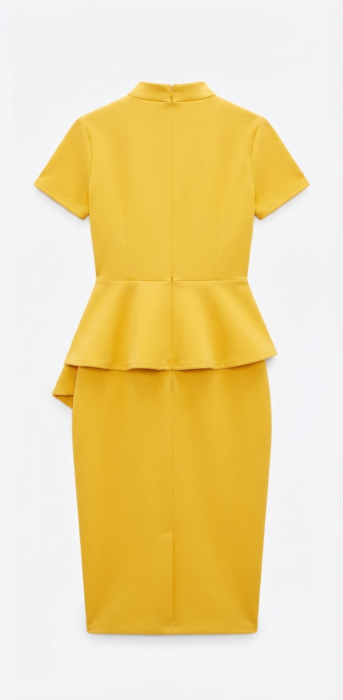 Women's Fashion Peplum Bodycon Long Sleeve Work Dress Yellow Size Large