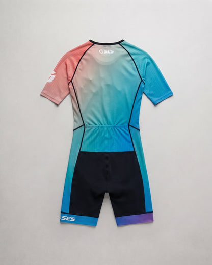 SLS3 Triathlon Suits Women Elite Aero Sleeved Tri Suit Women, Trisuit, Quick-Dry, Italian Chamois, Ready for Any Distance (Sky, X-Large)