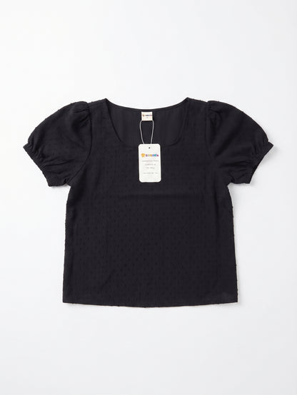Girls' Ruffle Short Sleeve Crewneck Top – Casual Summer Blouse, Size 7Y-8Y