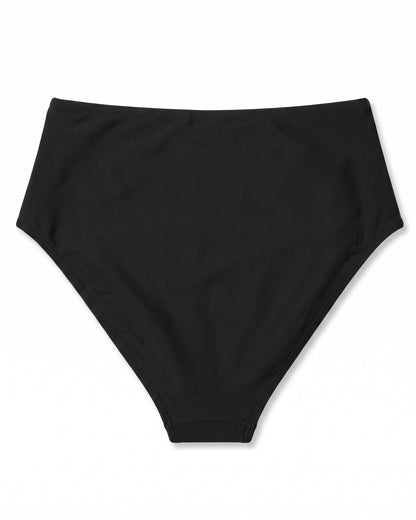 Tempt Me Women's High Cut High Waist Bikini Bottoms | Black | Small