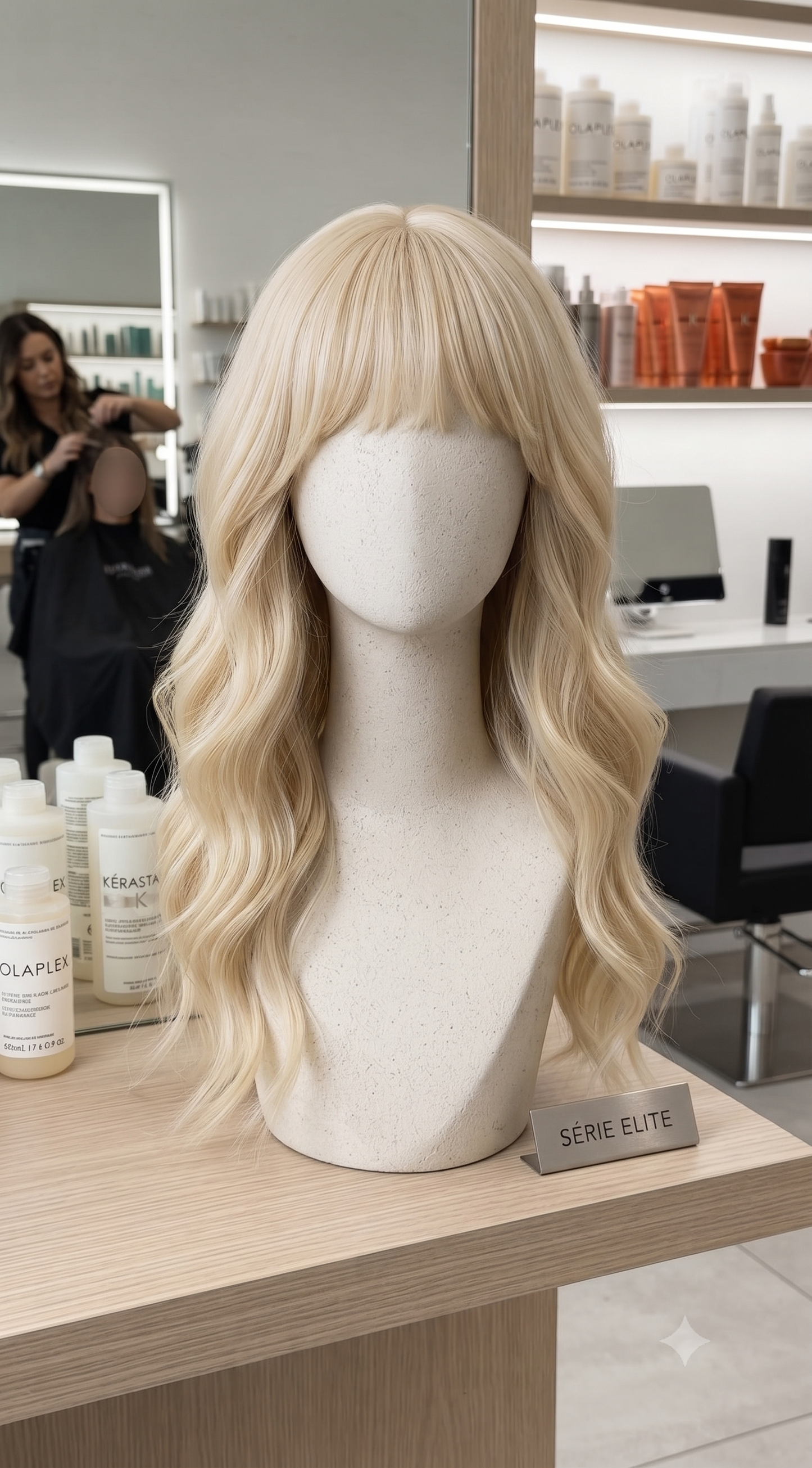 BARSDAR Long Wavy Blonde Wig With Bangs 26 Inch