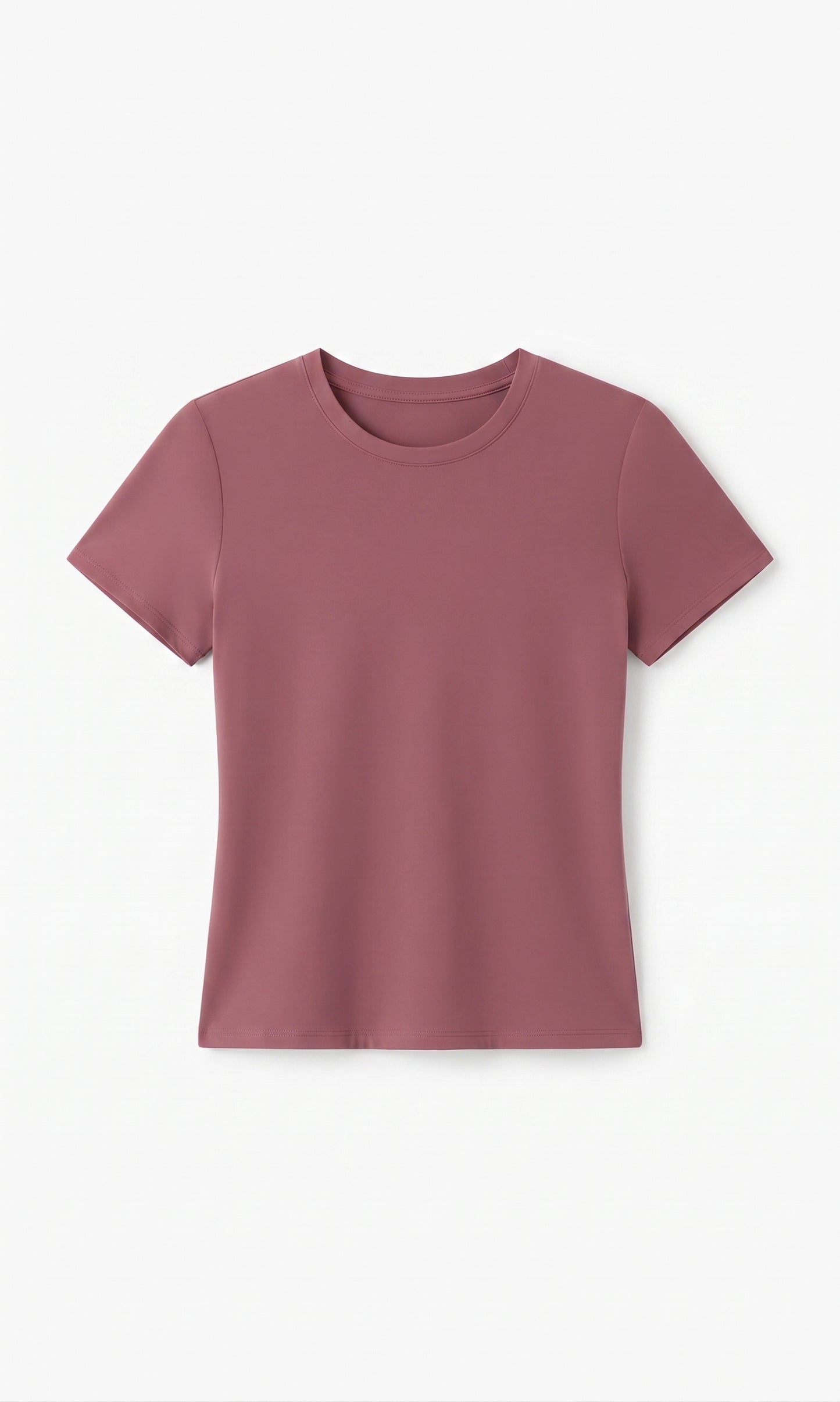 Women's Crew Neck Short Sleeve T-Shirt Double Lined Slim Fit Size 2XL Marsala