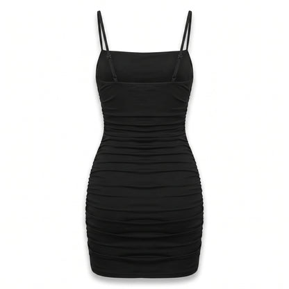 Mizoci Ruched Bodycon Mini Dress | Spaghetti Strap | Club Party | XS (Open Package)