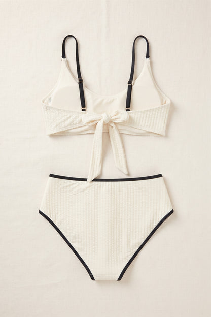 Vivola Women's Bikini Sets Color Block Two Piece Swimsuit Beige Size Medium
