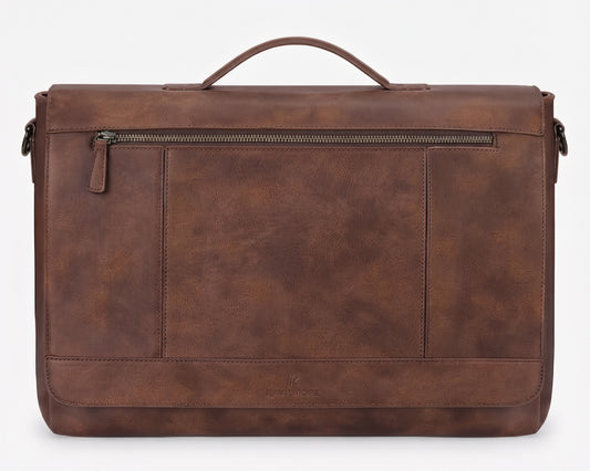 Leather Messenger Bag for Men – 15.6" Laptop Briefcase, Vintage Satchel Shoulder Bag for Work & Business, Dark Brown