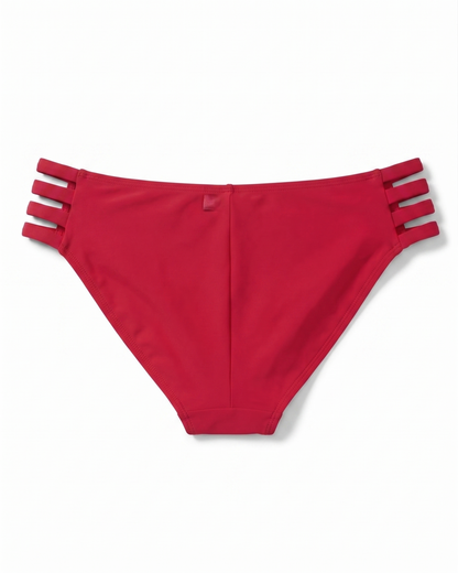 Women's Zmart Strappy Bikini Bottoms – Low Rise, Red, Size Medium