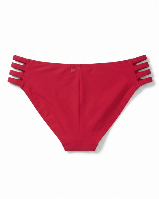Women's Zmart Strappy Bikini Bottoms – Low Rise, Red, Size Medium