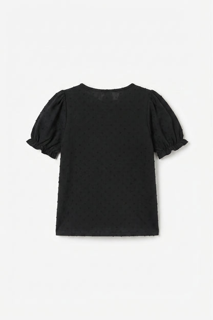 Girls' Ruffle Short Sleeve Crewneck Top – Casual Summer Blouse, Size 7Y-8Y