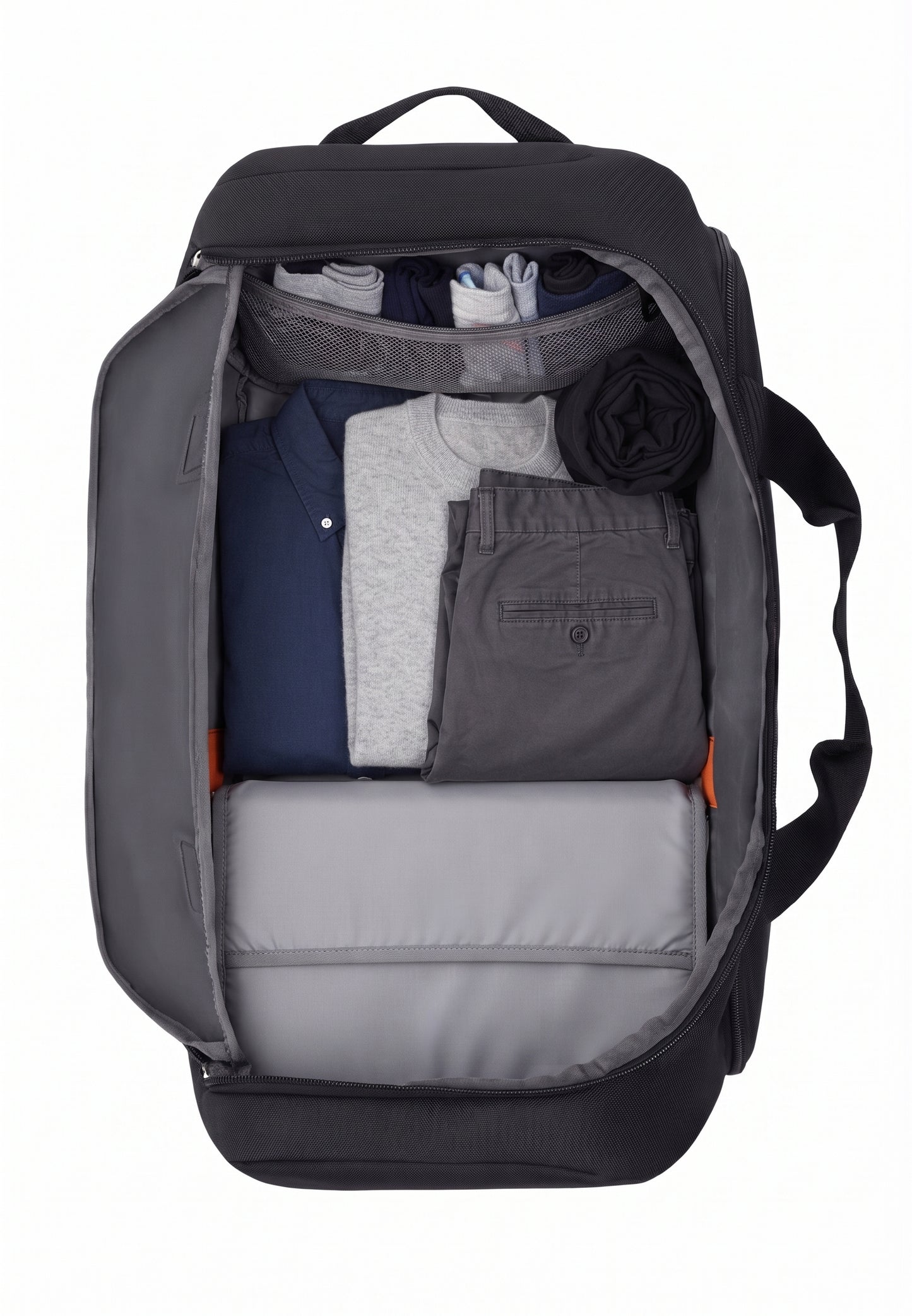 55L Rolling Duffel Bag with Wheels & Shoe Compartment – Water Resistant Travel Bag, 21.8x14.2x10.4"