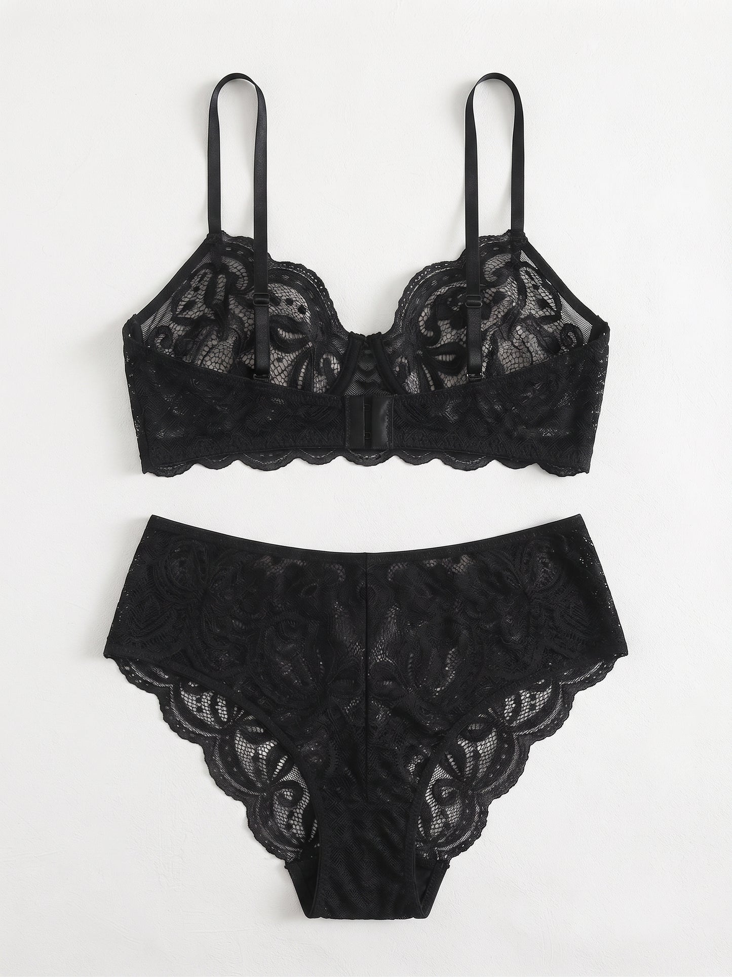 VTUOFC Womens Lingerie Matching Bra and Panty Sets 2 Piece Lace Lingerie Set Women's Exotic Lingerie Sets Black XL