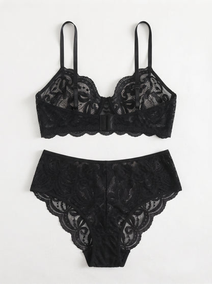 VTUOFC Womens Lingerie Matching Bra and Panty Sets 2 Piece Lace Lingerie Set Women's Exotic Lingerie Sets Black XL