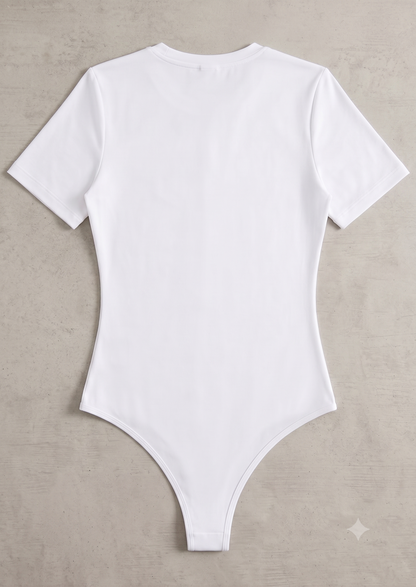 Women's MANGOPOP Cross Wrap Short Sleeve Bodysuit – White (Size M)