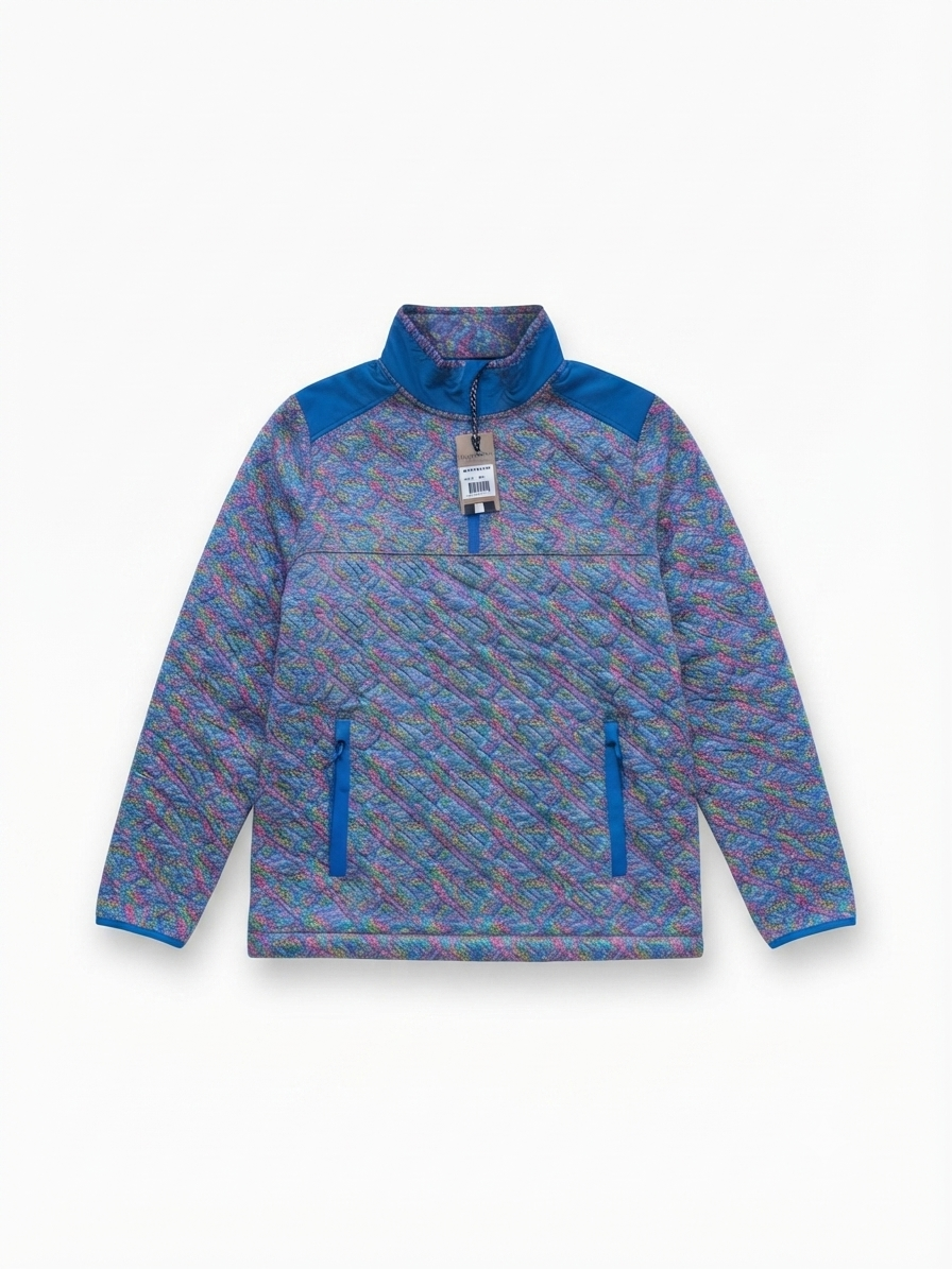 Men's Chubbies Spades Quilted 1/4-Zip Jacket - Blue Size 2XL
