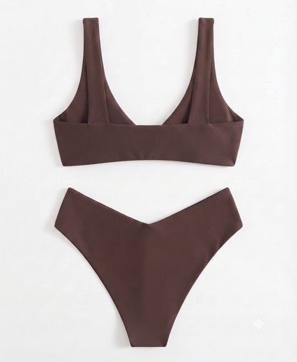 Women's Geluboao Brown Bikini Set – 2-Piece Swimsuit (Size S)