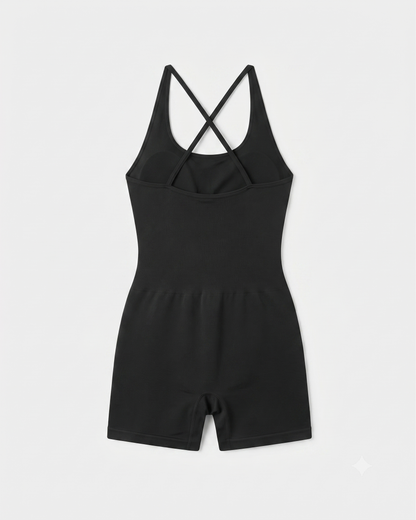 Women's MOOSLOVER Strappy Backless One-Piece Jumpsuit Shorts – Black (Size Small)