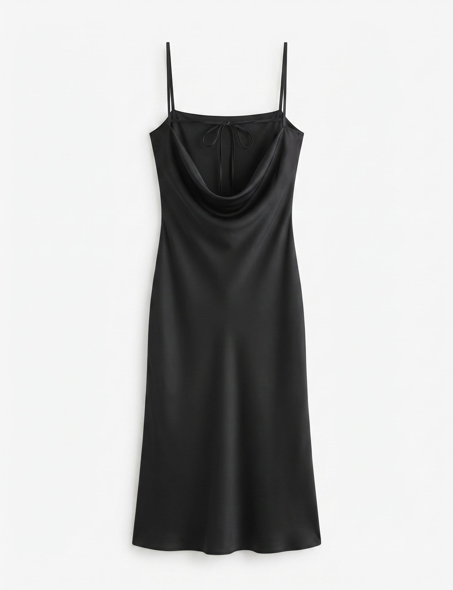 Women's Satin Spaghetti Strap Cowl Neck Backless Midi Dress – Size Medium