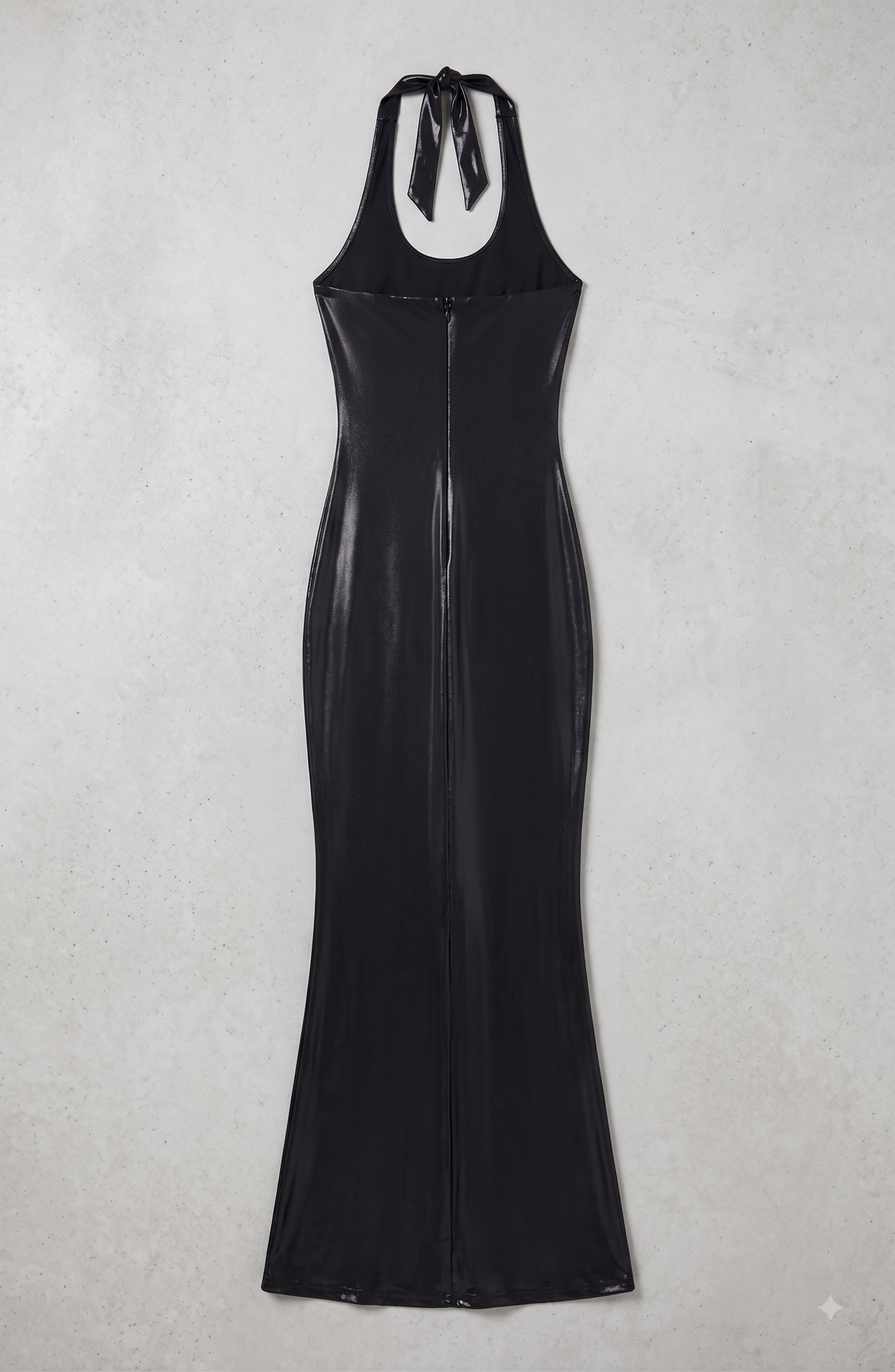 Women's Luxury Metallic Halter Bodycon Maxi Evening Party Dress Gown, Black, Size Medium