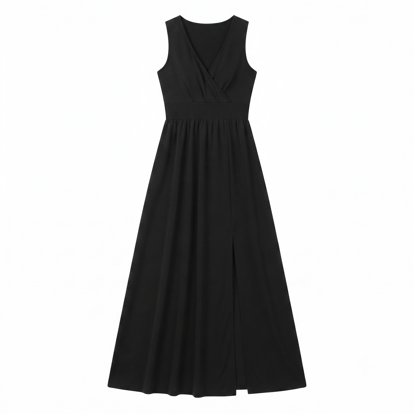 Women's Tehoao Black Maxi Dress with Slit – Plus Size 4XL (22-24)