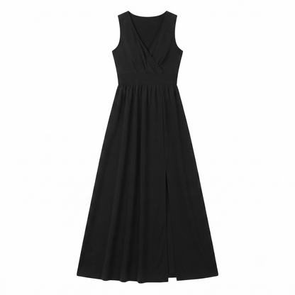 Women's Tehoao Black Maxi Dress with Slit – Plus Size 4XL (22-24)
