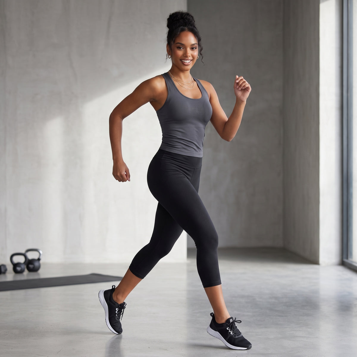Kotii Lightweight Capri Leggings | 3/4 Crop Stretch Yoga Pants | S/M