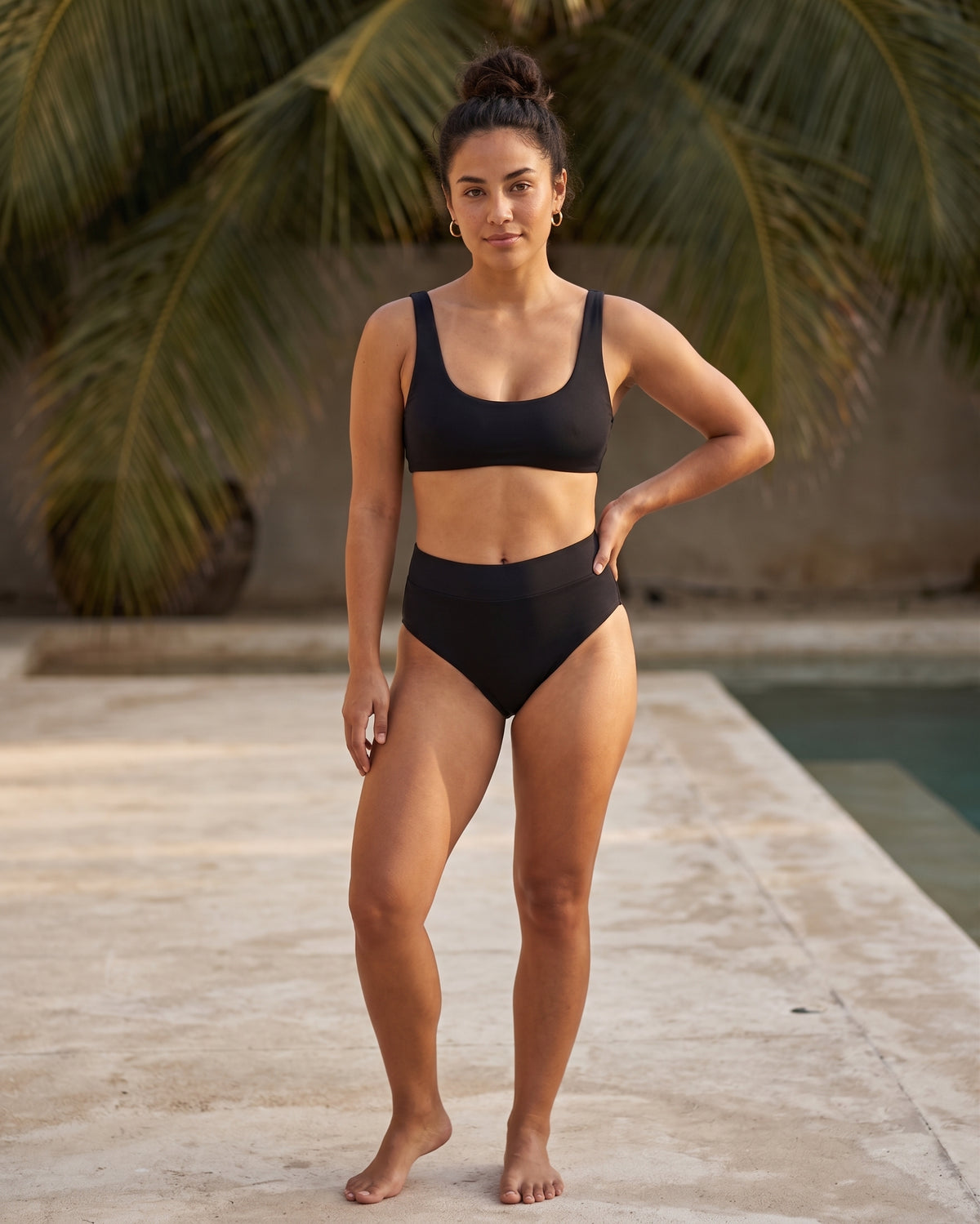 Tempt Me Women's High Waist Cheeky Bikini Bottoms | Tummy Control | Large (Bottoms Only)
