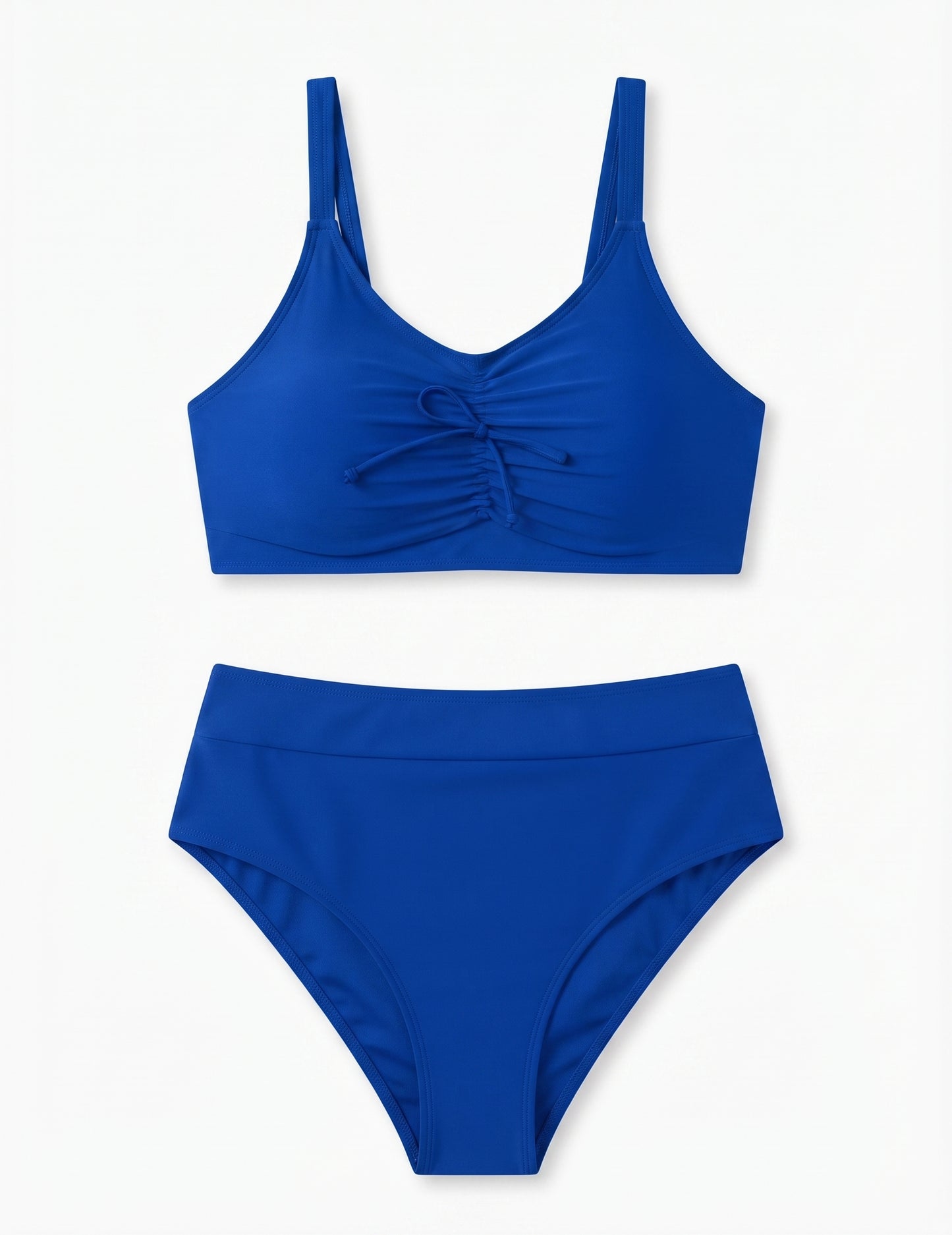 AI'MAGE Women's High Waisted Bikini Set Tummy Control Two Piece Bathing Suit for Women Scoop Neck Womens Swimsuits 2025 with Front Ruched Royal Blue