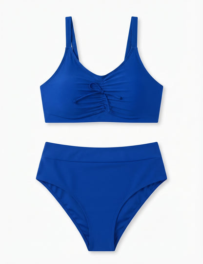 AI'MAGE Women's High Waisted Bikini Set Tummy Control Two Piece Bathing Suit for Women Scoop Neck Womens Swimsuits 2025 with Front Ruched Royal Blue